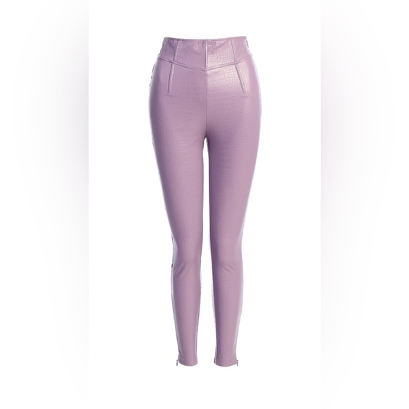 NEW w/TAGS PURPLE CROC HIGH WAISTED PANTS FAUX LEATHER SMALL - Picture 1 of 6